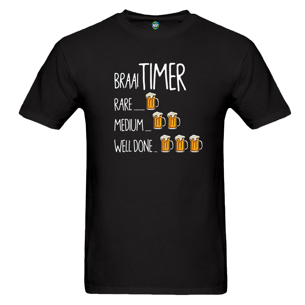Braai Timer Black Short Sleeve Mens T-Shirt