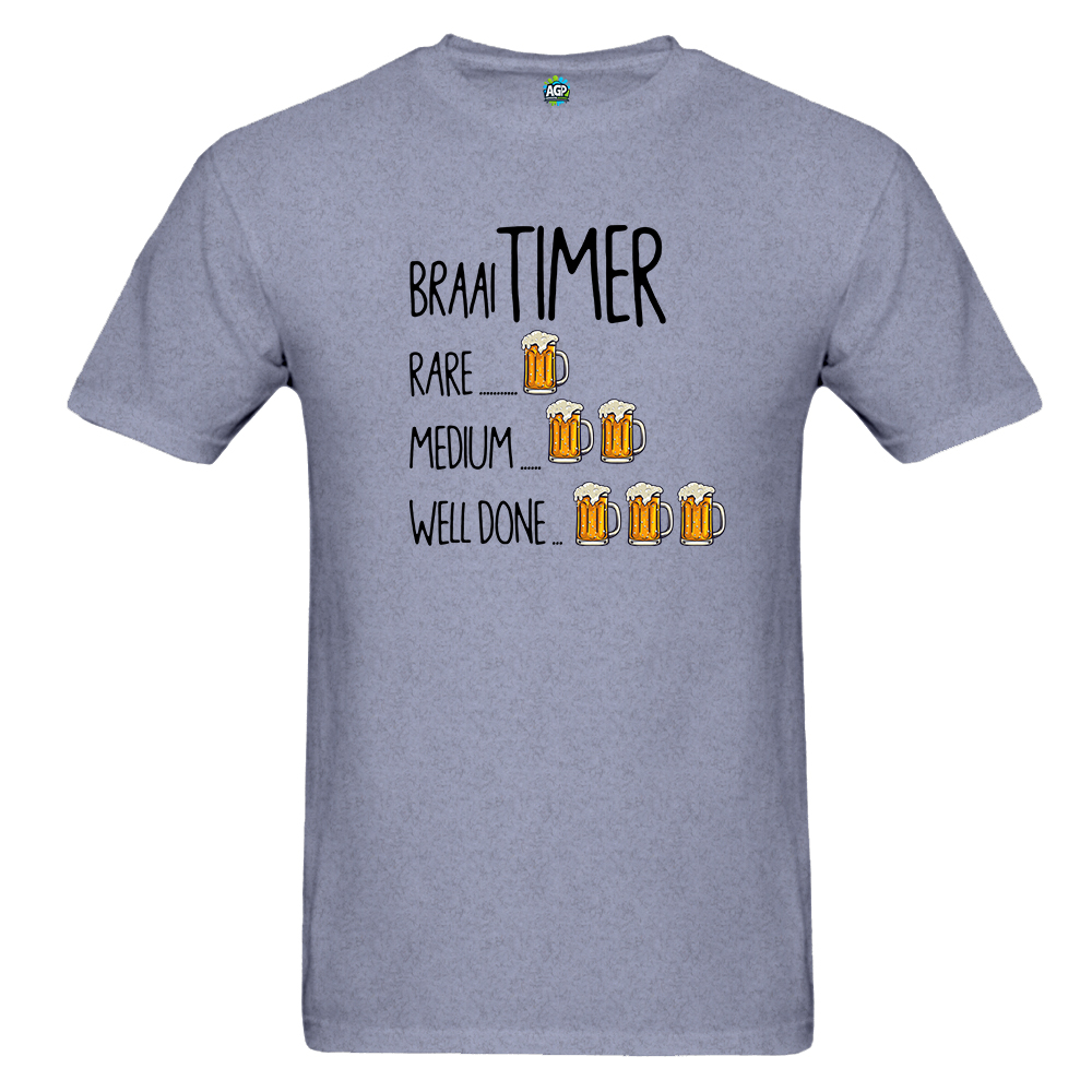 Braai Timer Grey Short Sleeve Mens T-Shirt