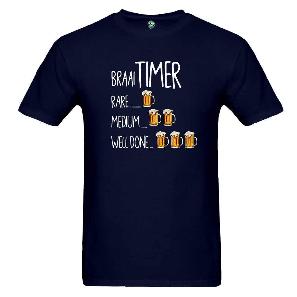 Braai Timer Navy Short Sleeve Mens T-Shirt