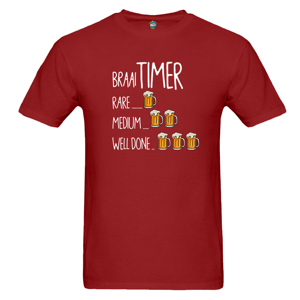 Braai Timer Red Short Sleeve Mens T-Shirt