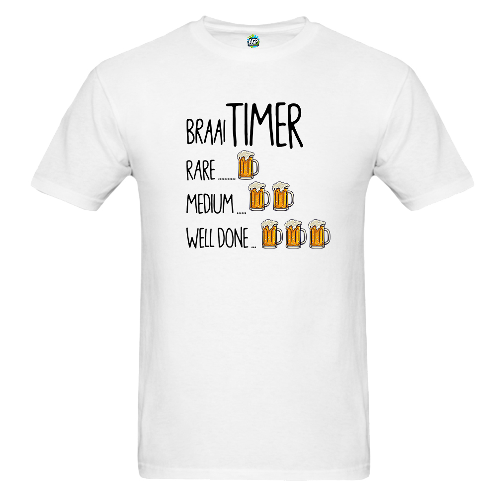 Braai Timer White Short Sleeve Mens T-Shirt