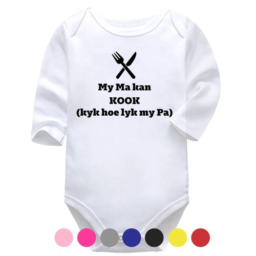 My Ma Kan Kook | Afrikaans Vest | Afrikaans Humour | Baby Vest Bodysuit Onesie