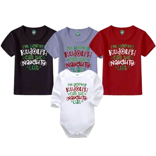 I'm Hoping Rudolph Eats The Naughty List | Christmas | Baby Vest Bodysuit Onesie |  Kids T-Shirt