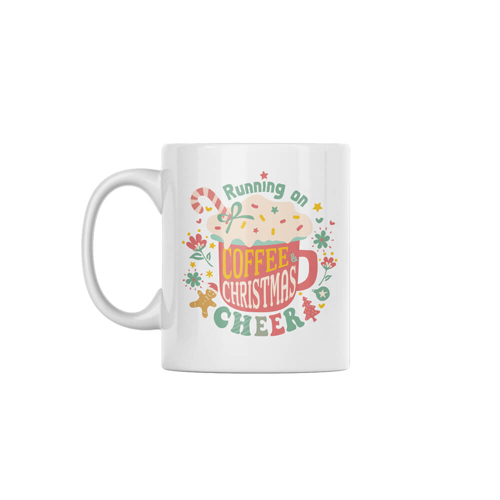 Running On Coffee And Christmas Cheer | Christmas | Coffee | Custom Printed Mugs | 330ML Size