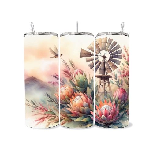 Rooted In Grace | Floral | Double Wall Stainless Steel Thermal Travel Mug | 900ML Size