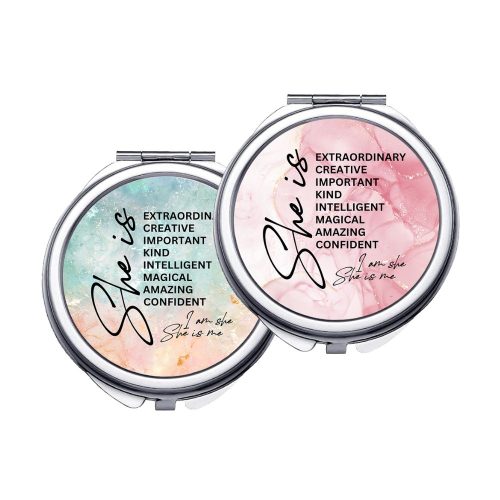She Is | Women's Day | Pocket Makeup Vanity Mirror | Custom Printed