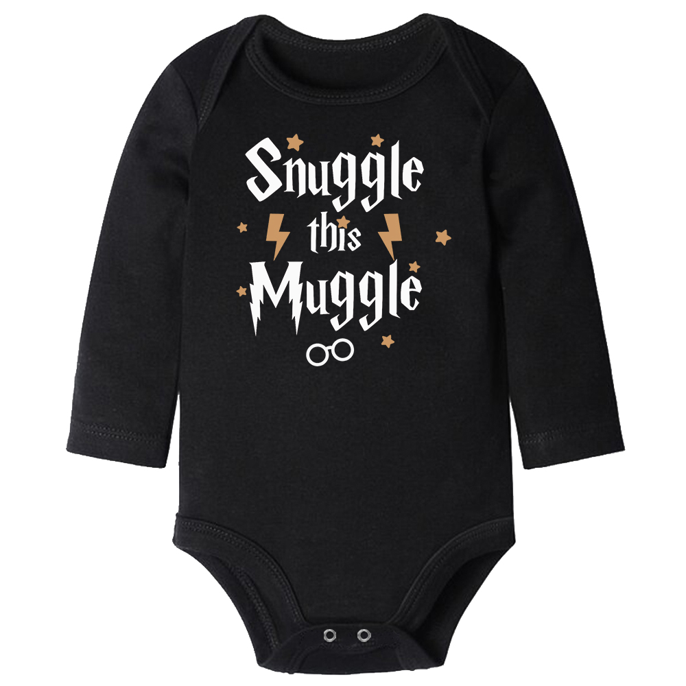 Snuggle This Muggle Black Long Sleeve Baby Vest