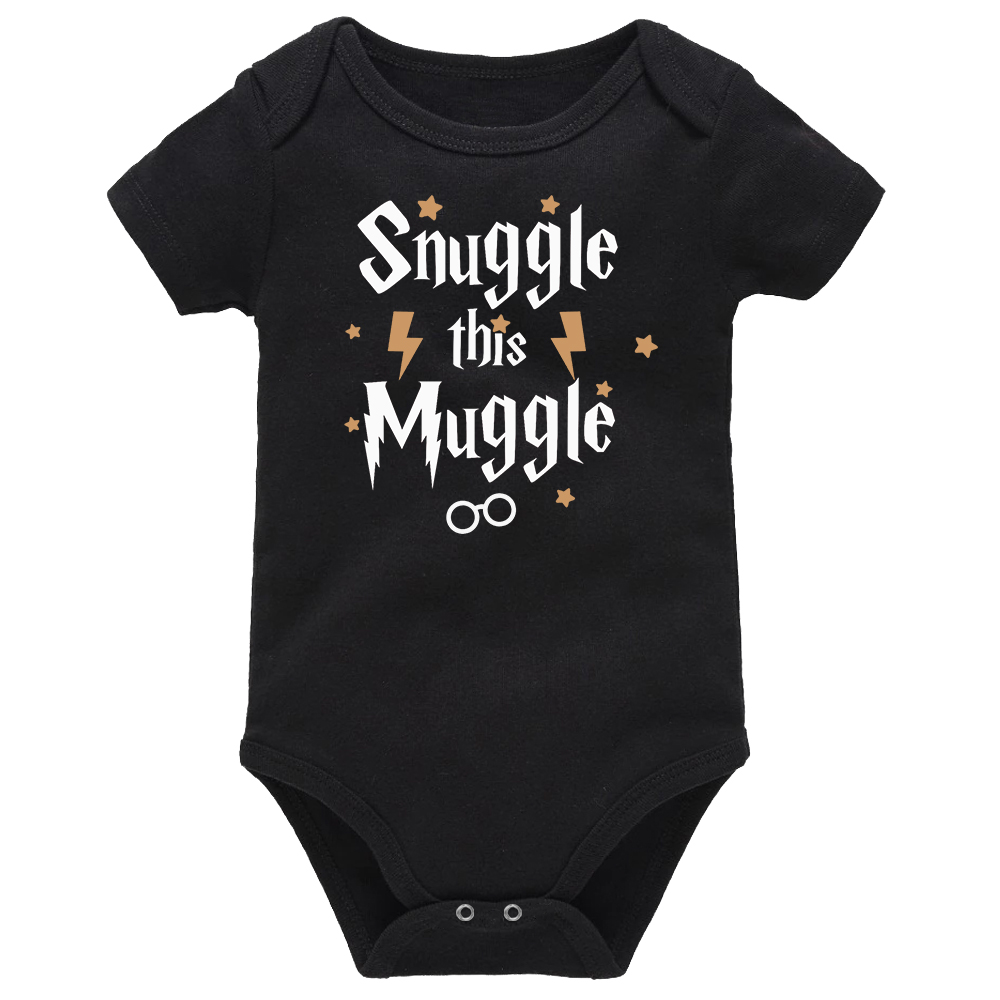 Snuggle This Muggle Black Short Sleeve Baby Vest