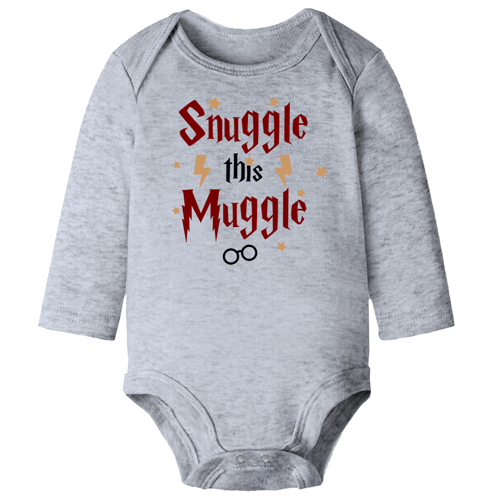 Snuggle This Muggle Grey Long Sleeve Baby Vest