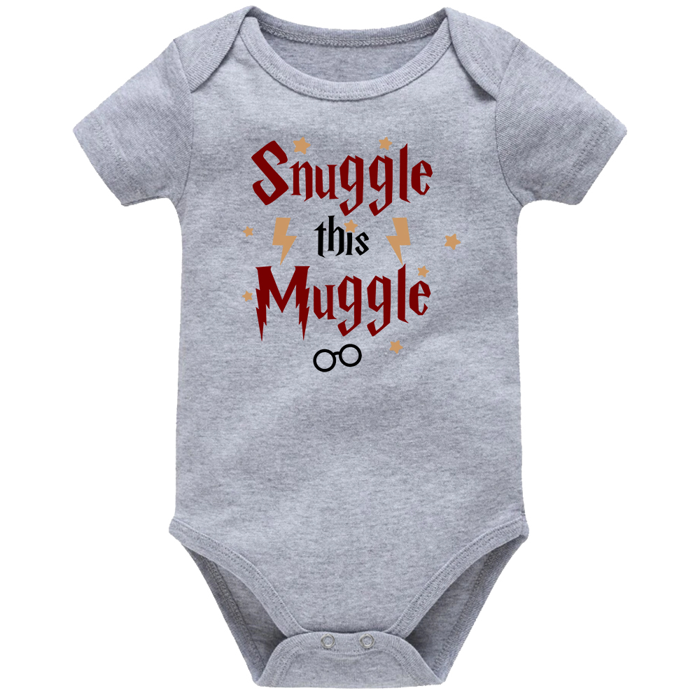 Snuggle This Muggle Grey Short Sleeve Baby Vest