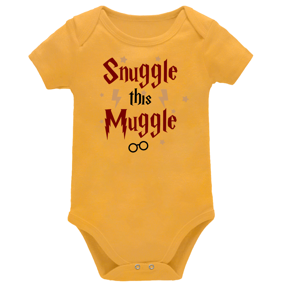 Snuggle This Muggle Mustard Short Sleeve Baby Vest