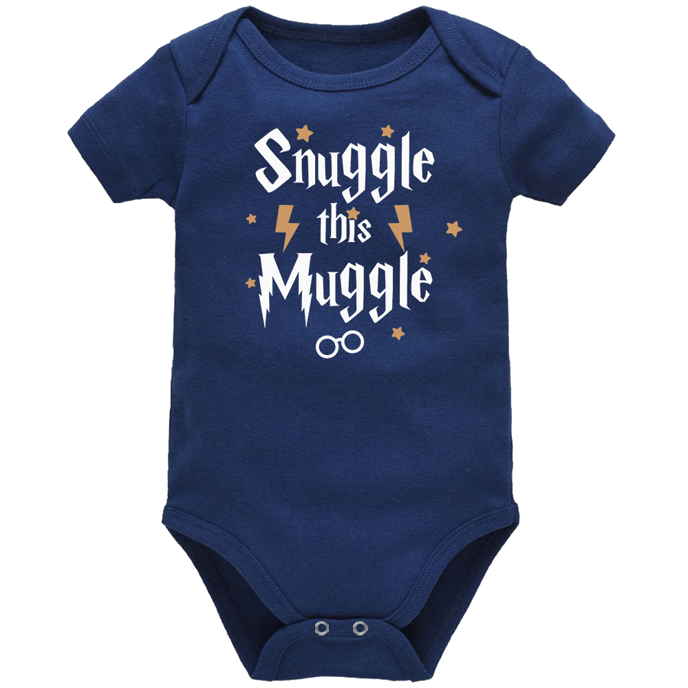 Snuggle This Muggle Navy Short Sleeve Baby Vest