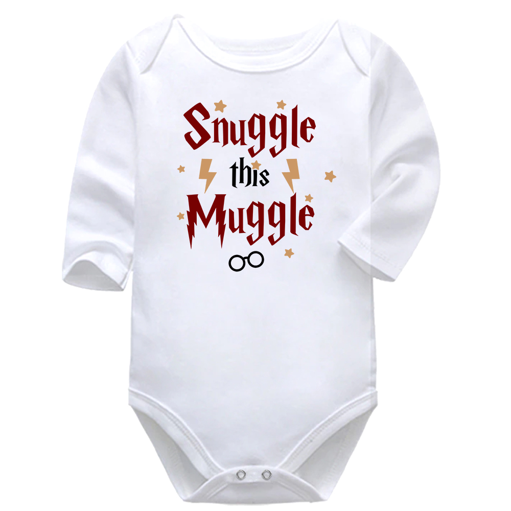 Snuggle This Muggle White Long Sleeve Baby Vest