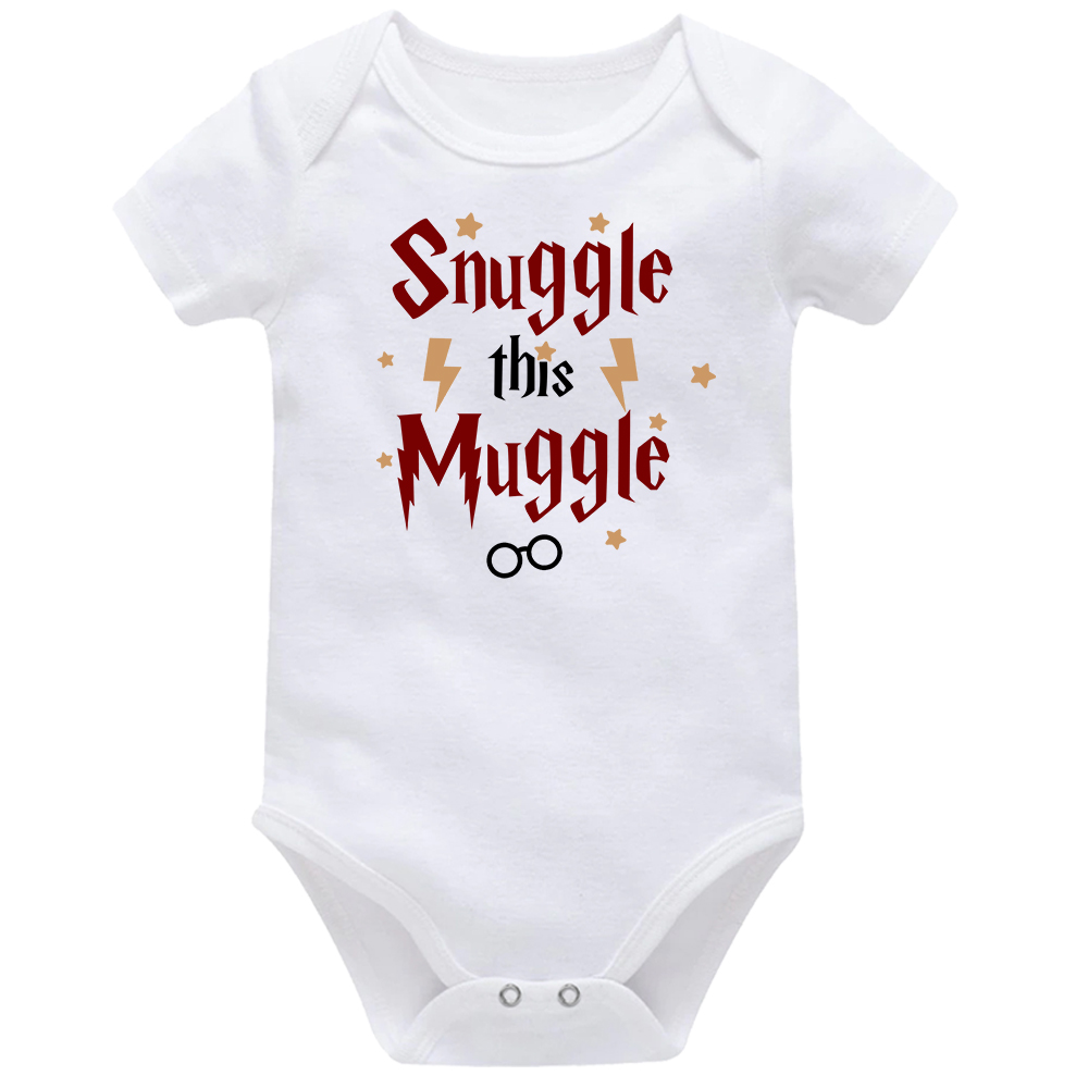 Snuggle This Muggle White Short Sleeve Baby Vest