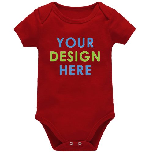 Your Design Here Red Short Sleeve Baby Vest