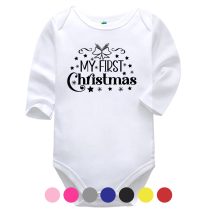 Christmas Bow White Long Sleeve Baby Vest More Colours