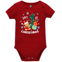 Gingerbread Man Red Short Sleeve Baby Vest