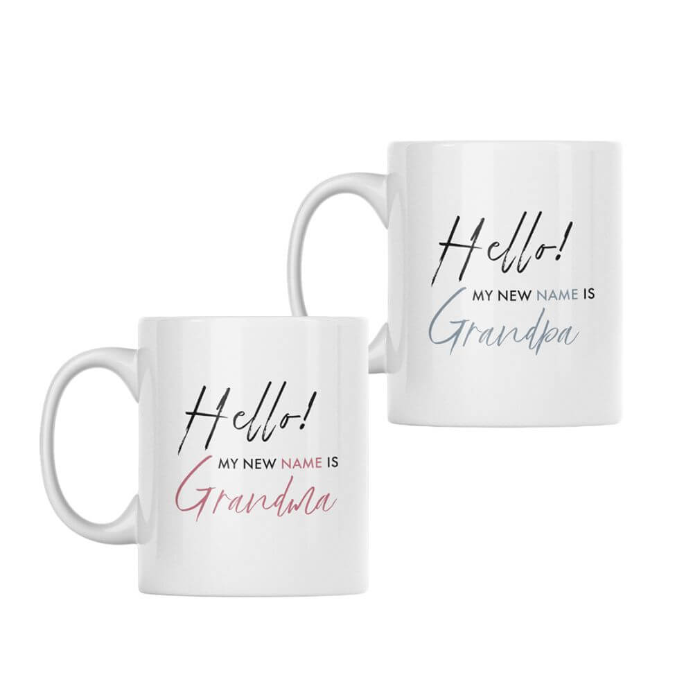 Hello, My New Name Is | Pregnancy Announcement | Grandparents | Custom Printed Mugs | 330ML Size