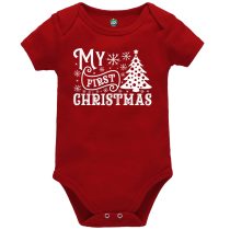 My 1st Christmas Red Short Sleeve Baby Vest