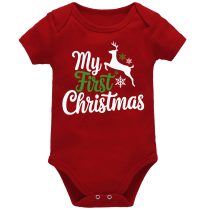 My First Christmas Red Short Sleeve Baby Vest