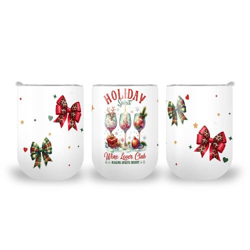 Holiday Spirit Wine Club | Christmas | Double Wall Stainless Steel Travel Cup | 360ML Size