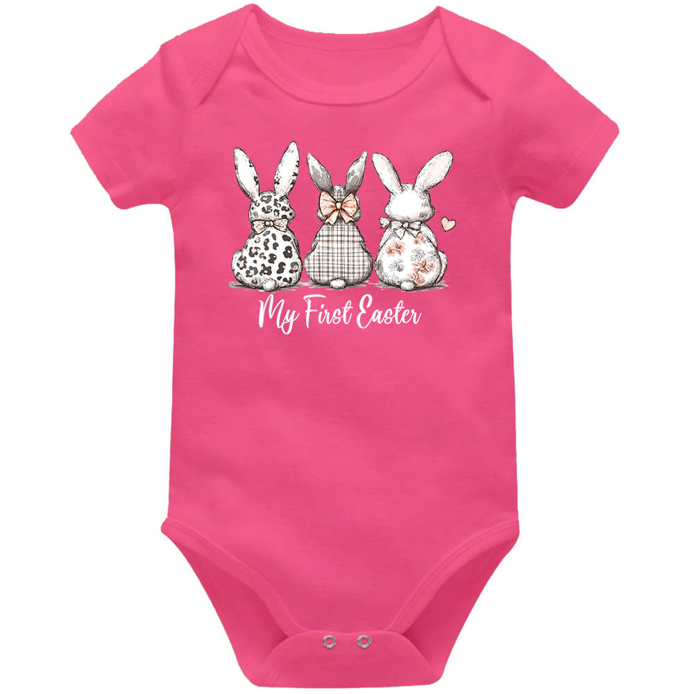 Vintage My First Easter Coral Short Sleeve Baby Vest