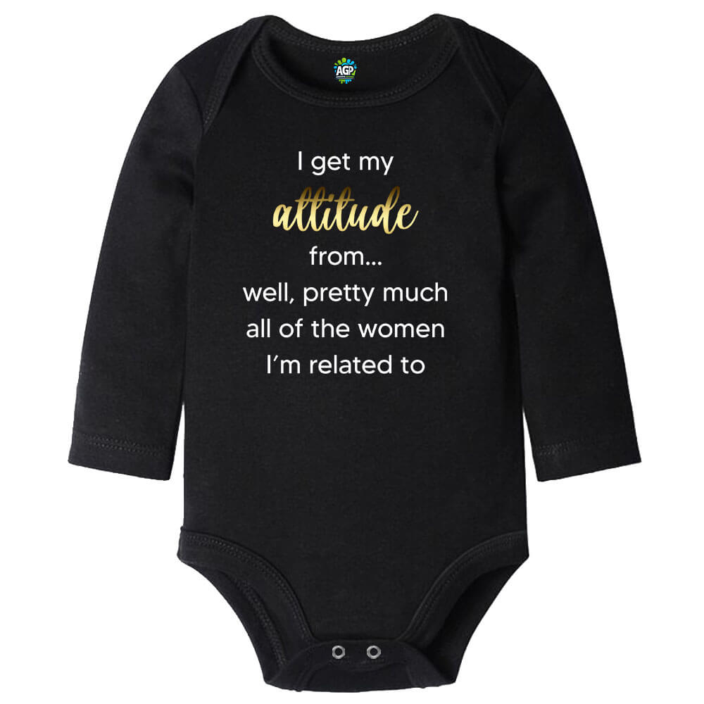 Attitude Black Long Sleeve Baby Vest