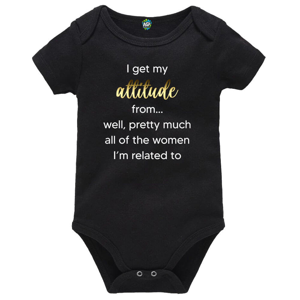 Attitude Black Short Sleeve Baby Vest