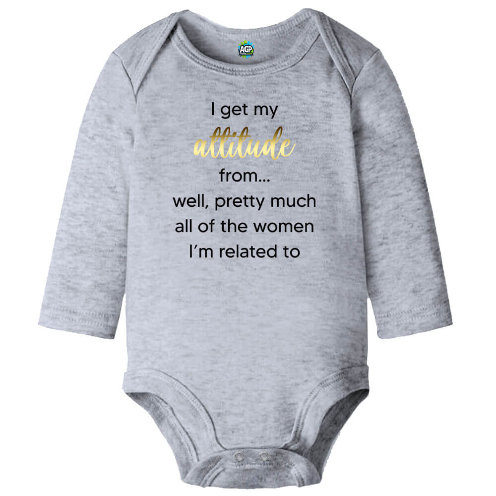 Attitude Grey Long Sleeve Baby Vest