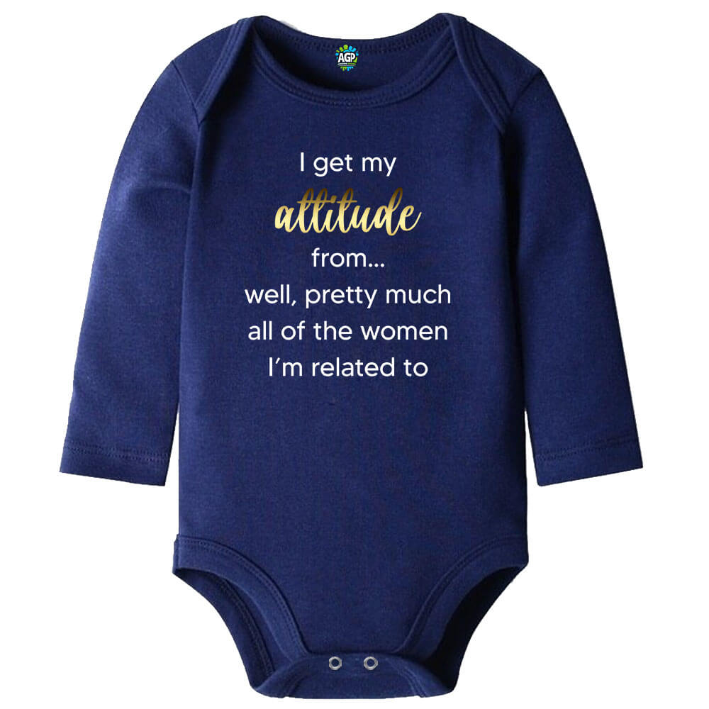 Attitude Navy Long Sleeve Baby Vest
