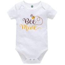 Bee Mine White Short Sleeve Baby Vest