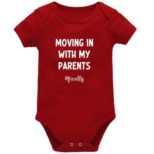 Moving In With My Parents Red Short Sleeve Baby Vest