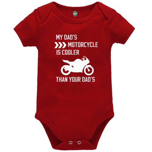 My Dad's Motorcylce Red Short Sleeve Baby Vest