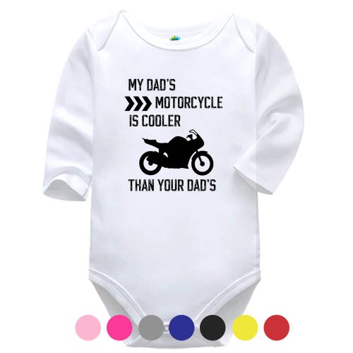 My Dad's Motorcylce White Long Sleeve Baby Vest More Colours