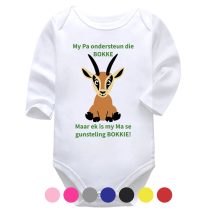 My Pa Ondersteun Die Bokke White Long Sleeve Baby Vest More Colours