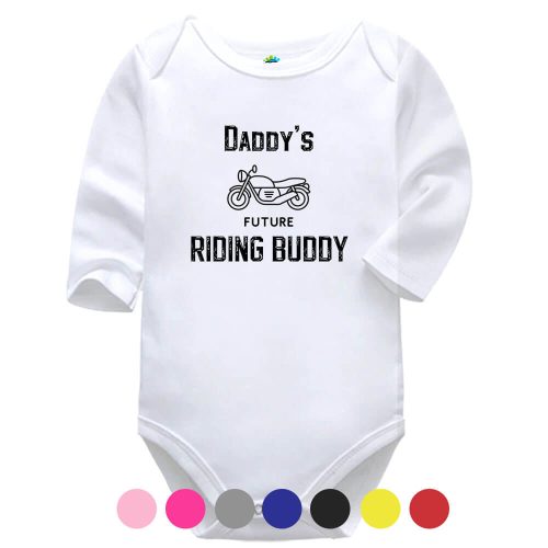 Riding Buddy White Long Sleeve Baby Vest More Colours