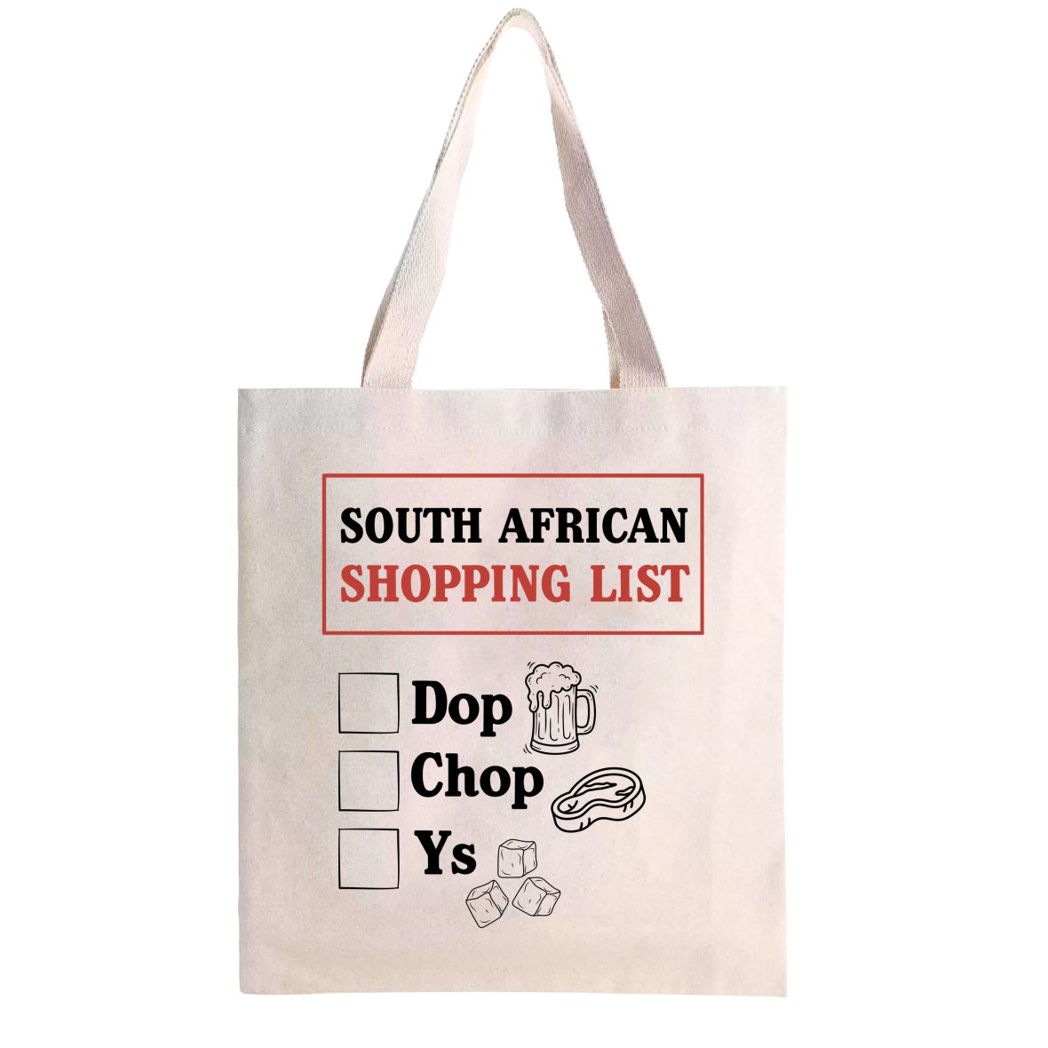 South African Shopping List | Proudly South African | Custom Printed | Tote Bag (35cm x 44.5cm)