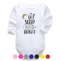 Eat Sleep Be Cute Repeat White Long Sleeve Baby Vest More Colours