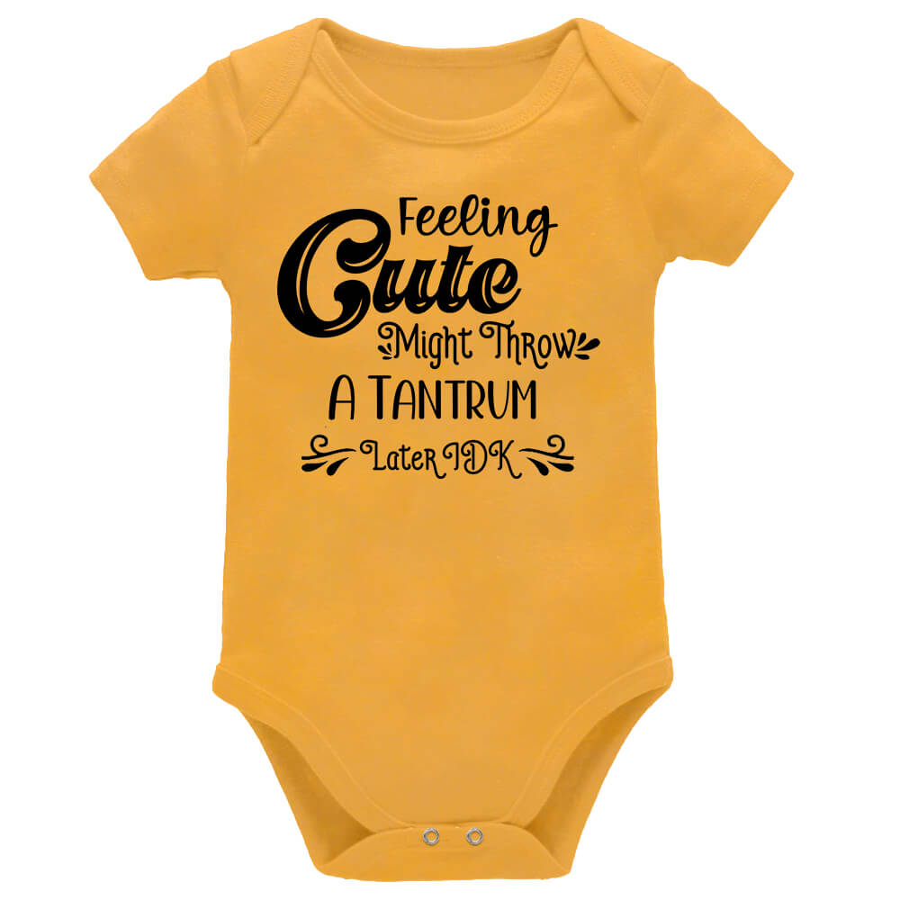 Feeling Cute Mustard Short Sleeve Baby Vest