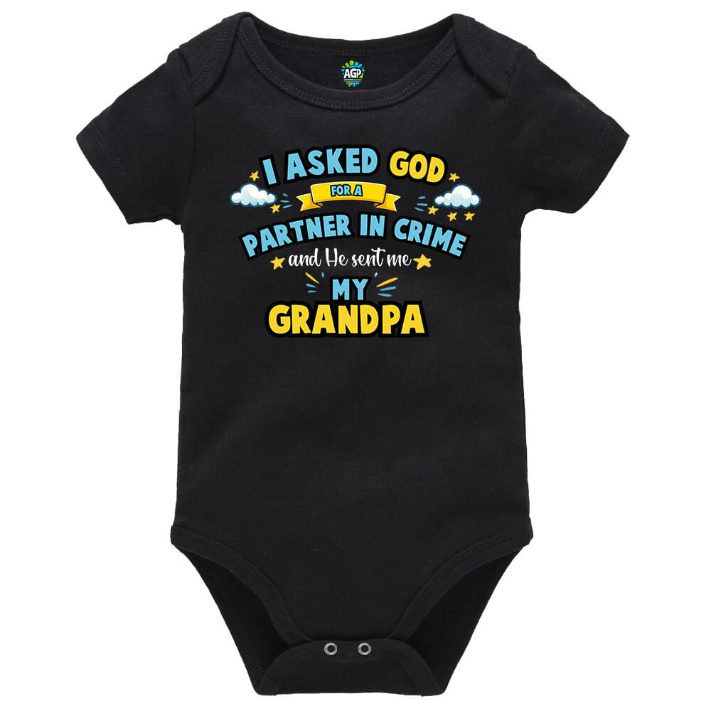 Partner In Crime Black Short Sleeve Baby Vest