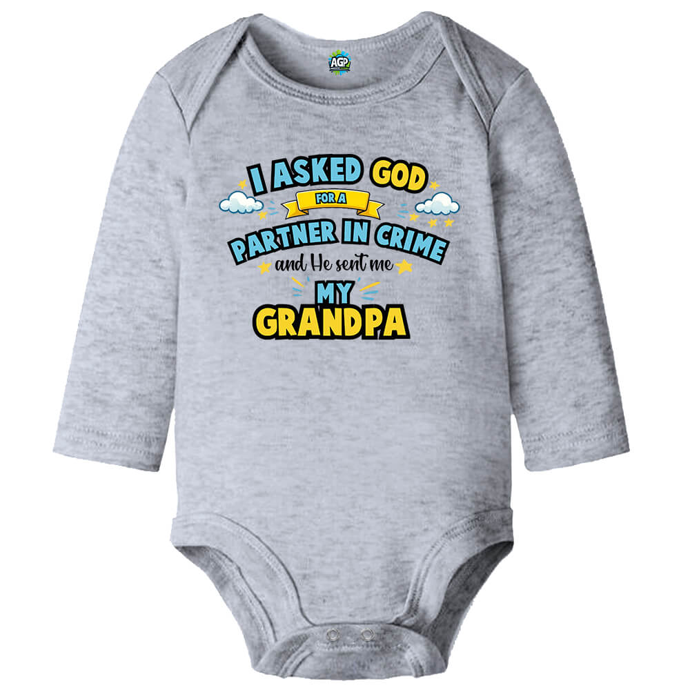Partner In Crime Grey Long Sleeve Baby Vest