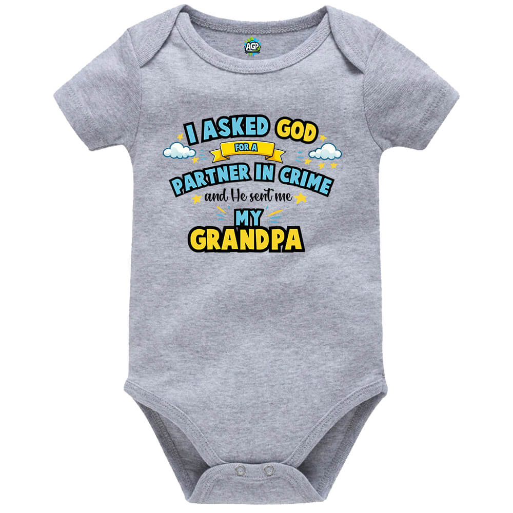 Partner In Crime Grey Short Sleeve Baby Vest