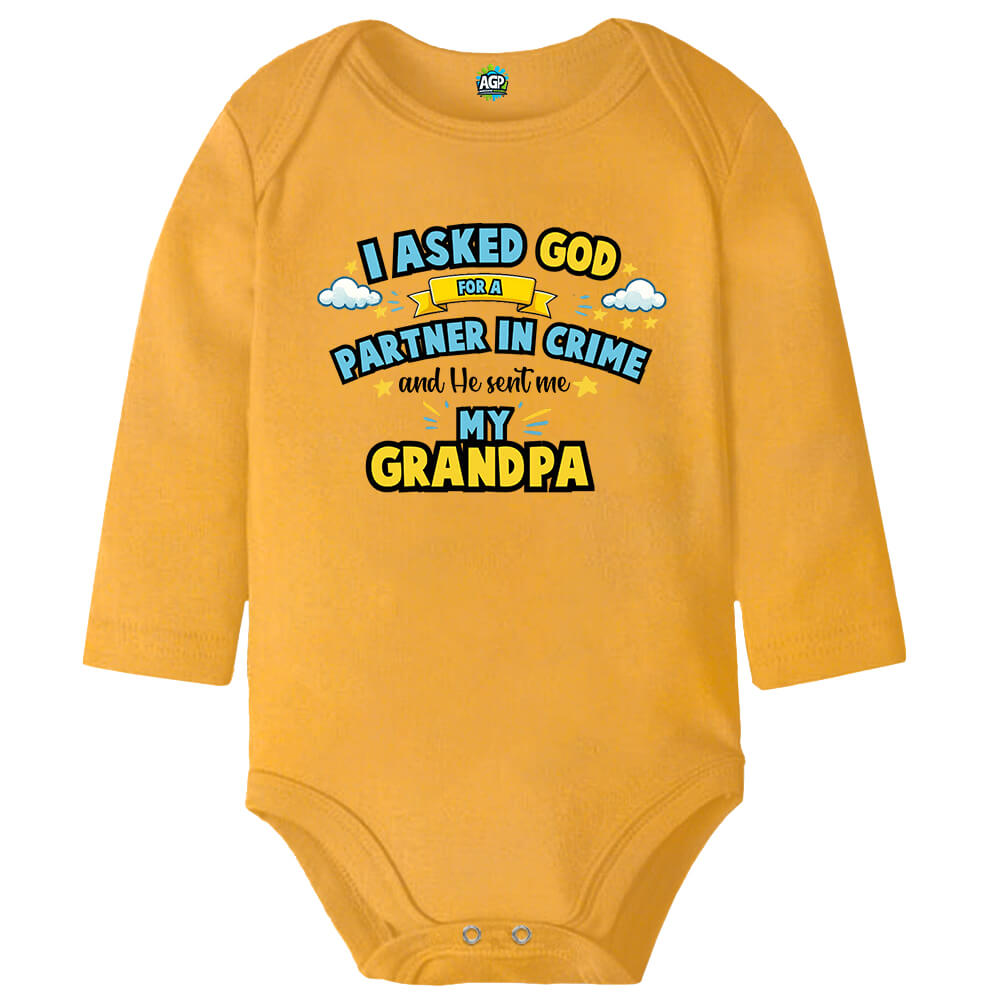Partner In Crime Mustard Long Sleeve Baby Vest