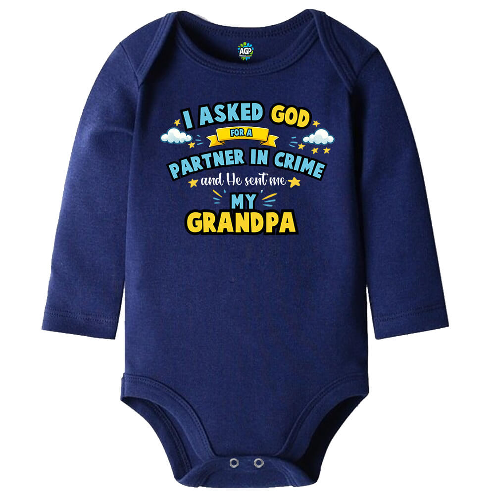 Partner In Crime Navy Long Sleeve Baby Vest