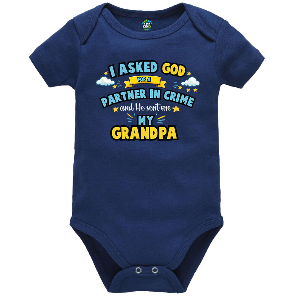 Partner In Crime Navy Short Sleeve Baby Vest