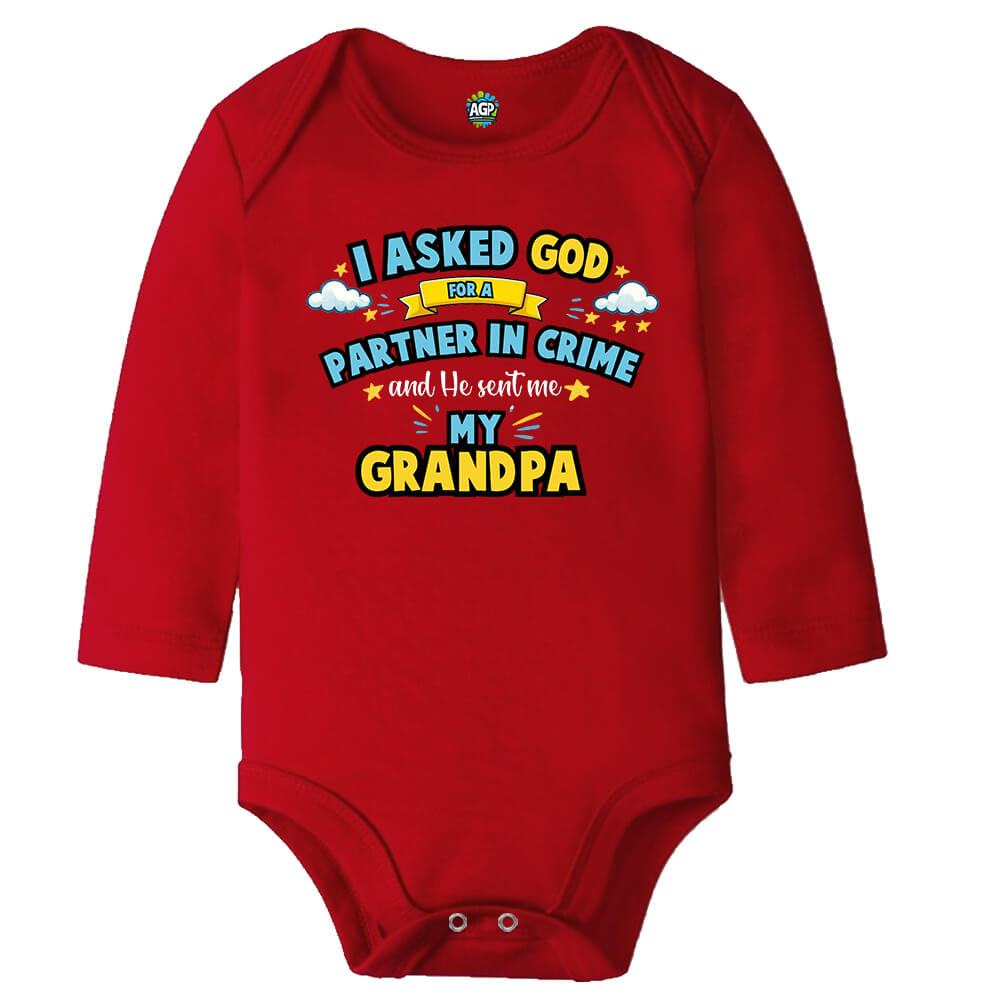 Partner In Crime Red Long Sleeve Baby Vest