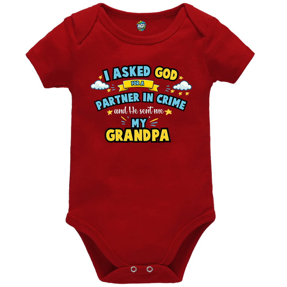 Partner In Crime Red Short Sleeve Baby Vest