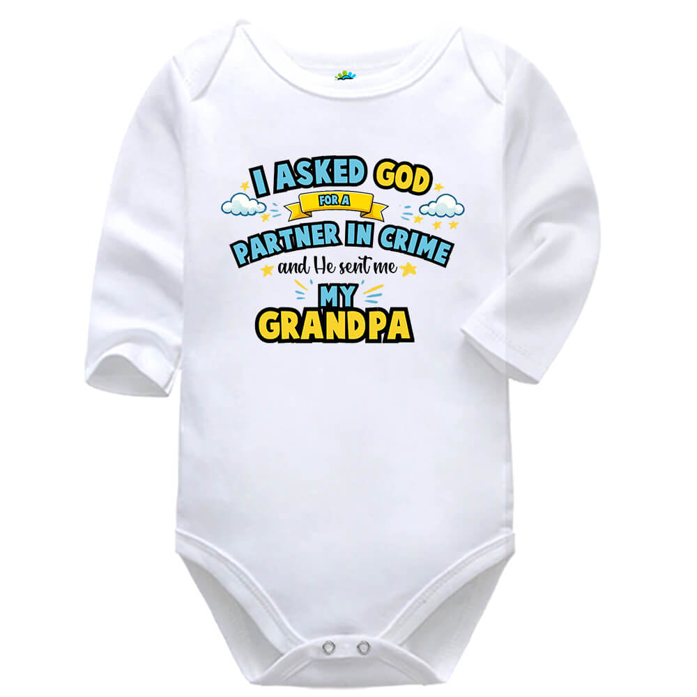 Partner In Crime White Long Sleeve Baby Vest