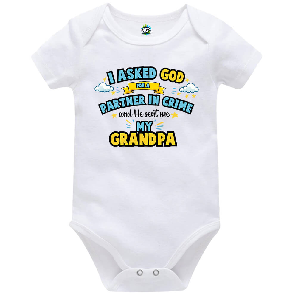 Partner In Crime White Short Sleeve Baby Vest