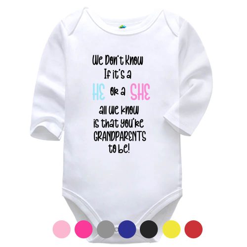 He Or She | Pregnancy Announcement | Grandparents | Baby Vest Bodysuit Onesie